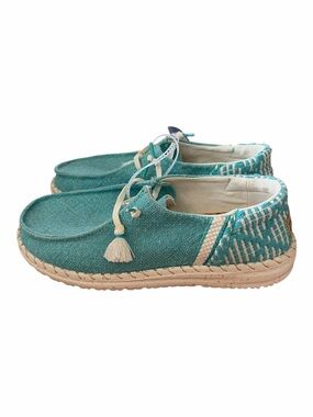 Hey Dude Wendy Funk Coastal Jute Women Size 6 Turquoise Slip On Loafers NEW Boho